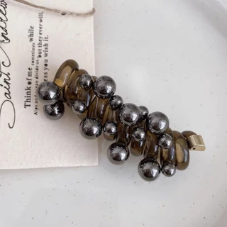 ในไทย-พร้อมส่ง ยางรัดผมหางม้า สายโทรศัพท์ลายมุก ละเอียดอ่อนหวาน สไตล์เกาหลี สำหรับผู้หญิง ความยืดหยุ่นสูงG3263