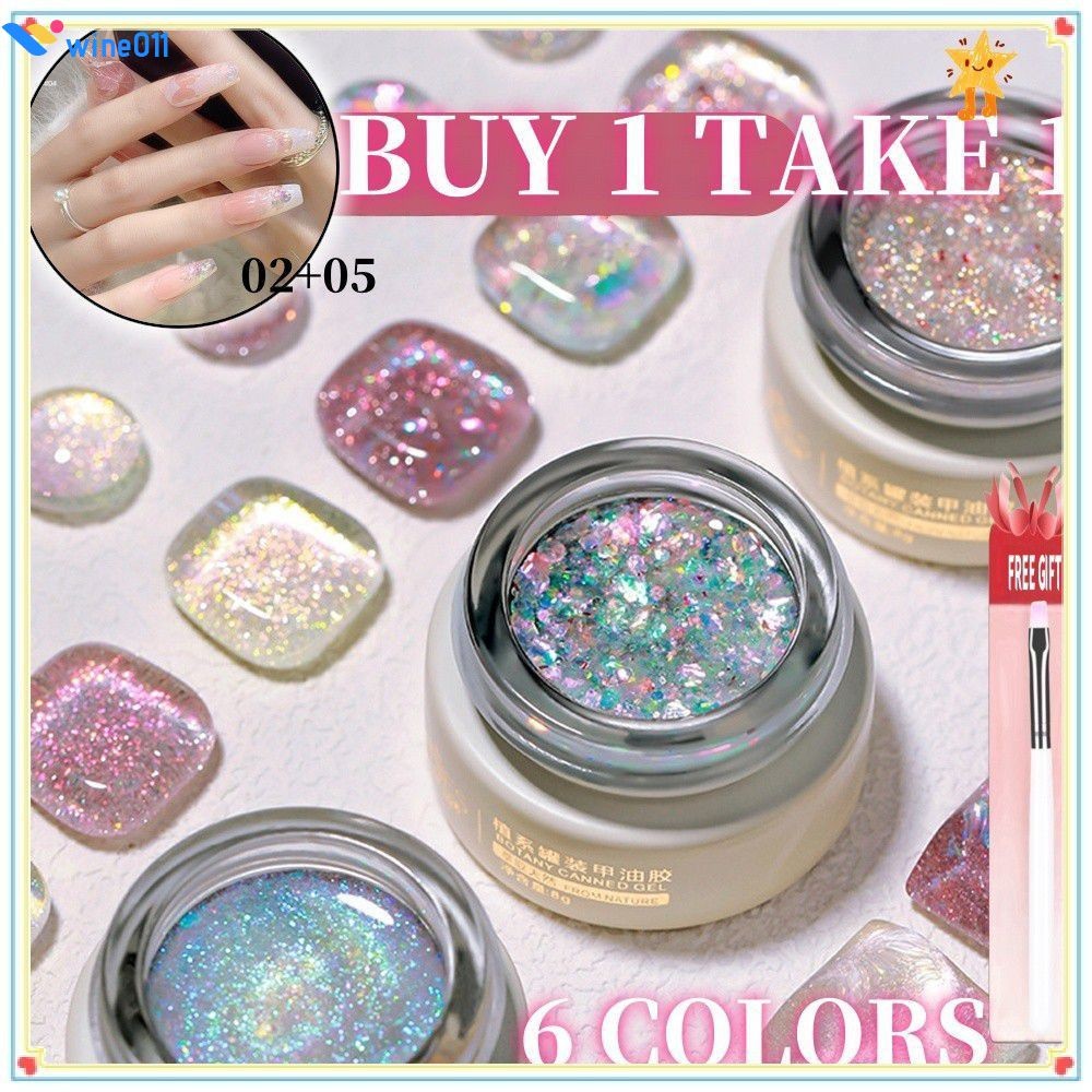 ของขวัญฟรี Annies Flash Nail Glue Polish New Aurora Opal Cloud Brocade Sequins Diamond Gel Nail Art 