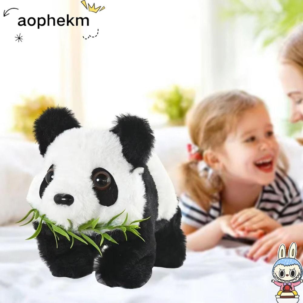 Aophekm จําลองไฟฟ้าของเล่น,สามารถเดินและ Nod ตุ๊กตาสัตว์ไฟฟ้าแพนด้าของเล่น,การ์ตูนสัตว์เลี้ยงอิเล็กทรอนิกส์ไม้ไผ่ Leaf Plush ของเล่นไฟฟ้าสําหรับของขวัญเด็ก