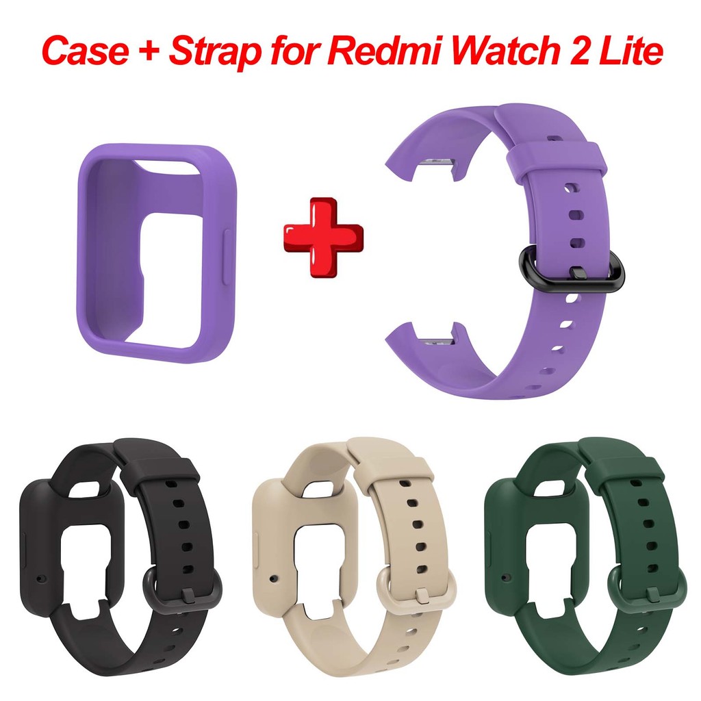 สายรัดซิลิโคนอ่อนนุ่มสําหรับ Xiaomi Mi watch 2 Lite /Redmi watch 2 สายนาฬิกาสร้อยข้อมือเปลี่ยนรัดข้อมือพร้อมเคสป้องกัน/สายนาฬิกา/เคส