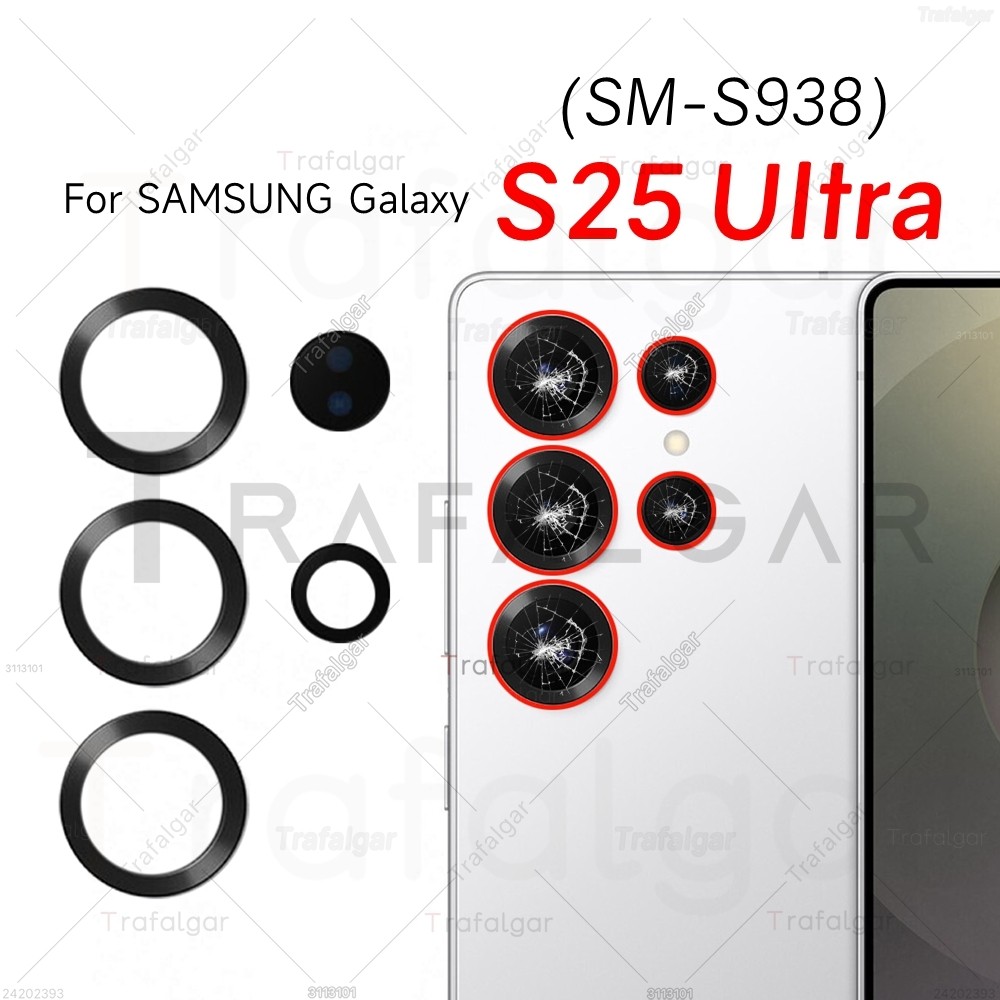 เลนส์กล้องด้านหลังด้านหลังสําหรับ Samsung Galaxy S25 Ultra 5G SM-S938 เปลี่ยนฝาครอบกล้องพร้อมสติกเกอร์กาว