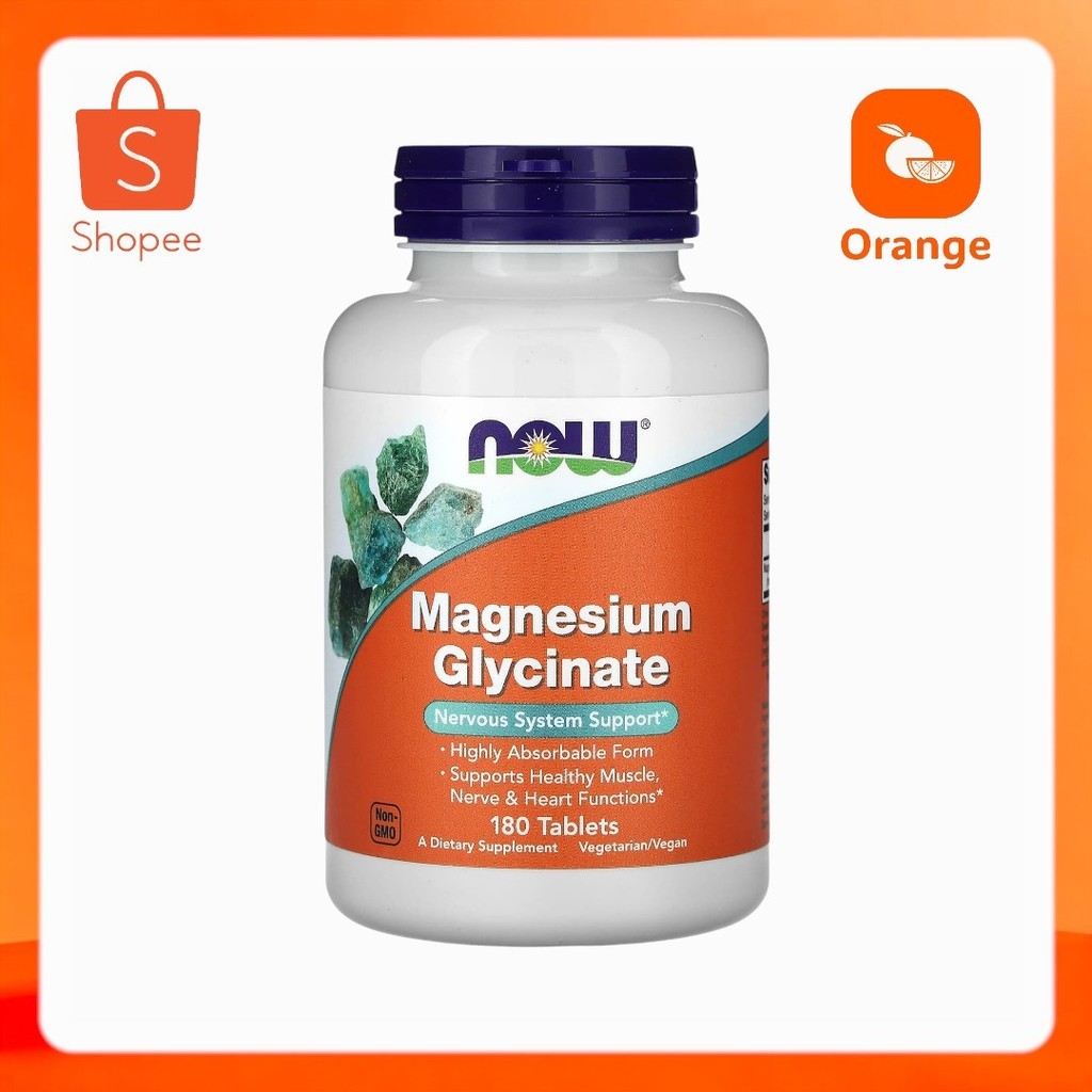 NOW Foods Magnesium Glycinate 200 mg 180 Tablets
พร้อมส่ง แมกนีเซียมไกลซิเนต