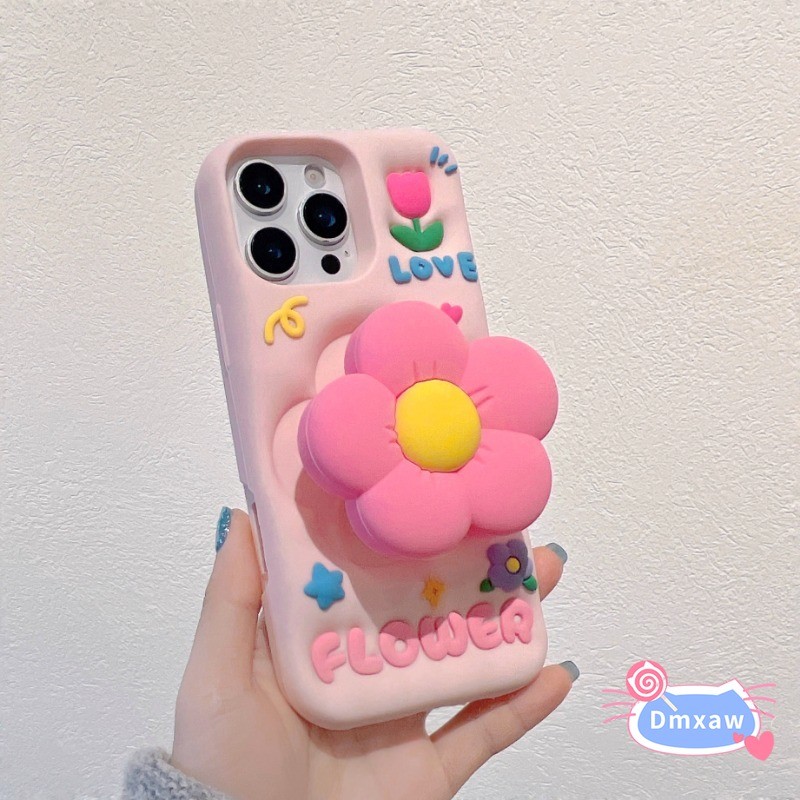 ดอกไม้สีชมพูขาตั้งซิลิคอนสําหรับOPPO Reno 14 13 12 11 9 5 Pro A97 A93 A93S A92S A72 A58 A56 A55 A53 