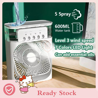 3 In 1 Portable Fan Air Conditioner Humidifier Cooling USB Fan Air Cooler LED Night Light Water Mist