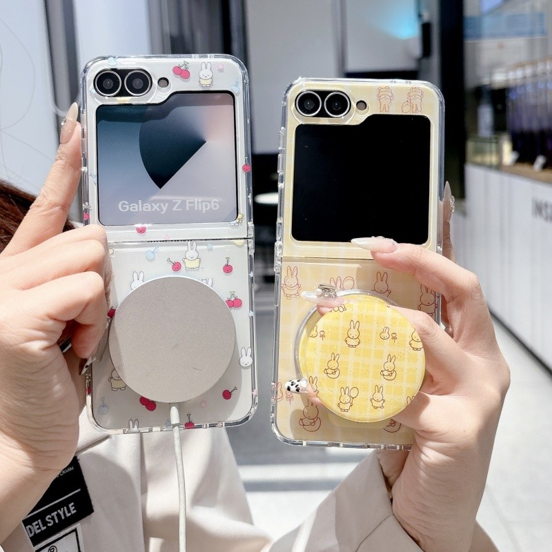 LUKEN เคสโทรศัพท์สําหรับ Samsung Galaxy Z Flip 7 6 5 4 3 OPPO ค้นหา N2 N3 พลิกน่ารัก M กระต่ายปกหลัง