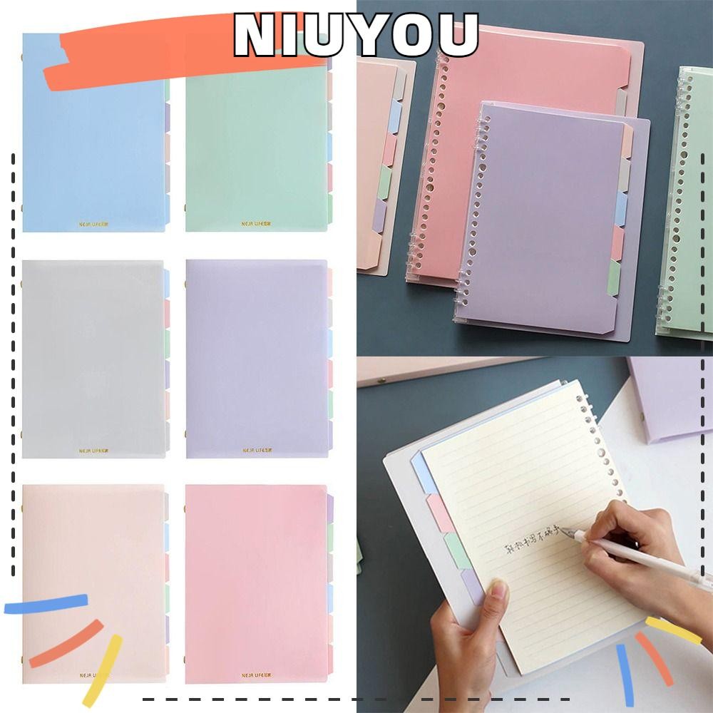 NIUYOU สมุดโน๊ตใบหลวมสีพาสเทลรีฟิล A5 Binder Notebook, 20 หน้าพร้อมตัวแบ่งดัชนีพาสเทลนุ่มที่ถอดออกได