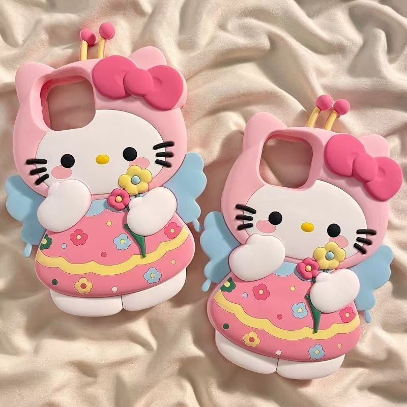 ดอกไม้ผึ้ง H ello K Itty 16/15/14/13น่ารักการ์ตูนโทรศัพท์กรณี iPhone xsmax/xr เคส