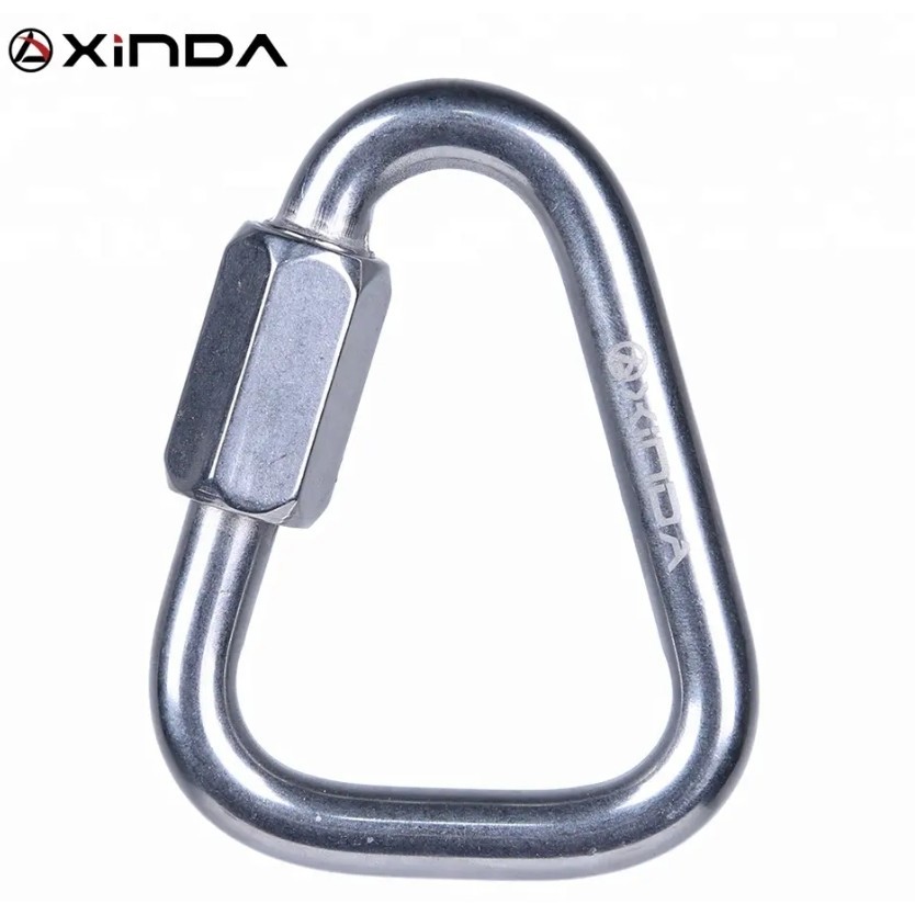 คาราบิเนอร์ ทรงสามเหลี่ยม รับน้ำหนักได้ 28KN Carabiner สามเหลี่ยม  เกลียวหมุน  ยี่ห้อ: TUPA