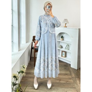 GLAMO.ID - Evani 50 Dress / Gamis Wanita Muslim Longsleeve Lengan Balon Outer Vest Dress Panjang 128cm TB 155cm