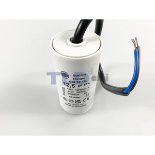 DUCATI แคปรัน **ชนิดสาย** 12.5uF 450V. คาปาซิเตอร์ รัน ยี่ห้อ Ducati เกรดสูง capacitor ตัวเก็บประจุไฟฟ้า อะไหล่ปั๊ม อ...