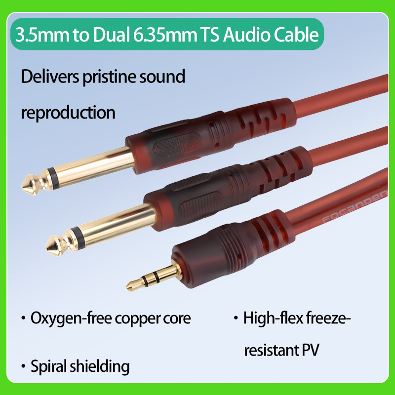 1.0M/1.5M/3M/5M3.5 มม.ชายคู่6.35 มม.สายสัญญาณเสียงชายสําหรับ Mixer Amplifier ลําโพง