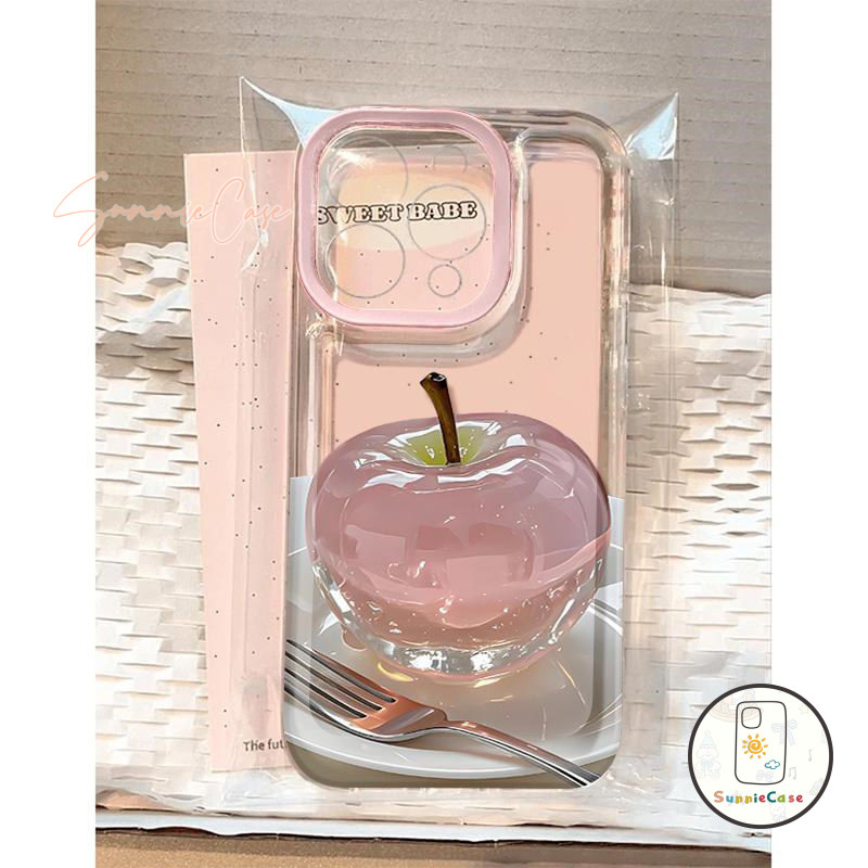 TPU โปร่งใส เคสไอโฟน สำหรับ IPhone 17 12 16 air 11 13 15 14 Pro Max XS XR X 7Plus Max 7 8 Plus SE แอปเปิ้ลโปร่งใสสีชมพู