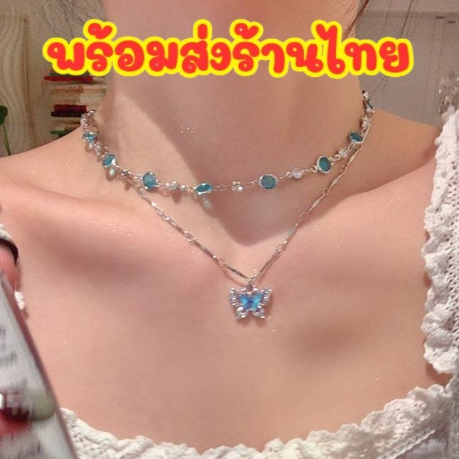 เครื่องประดับ สไตล์เกาหลี จี้ผีเสื้อ สร้อยคอเซ็ท 1 เส้น แฟชั่น สร้อย - รูปที่ 2