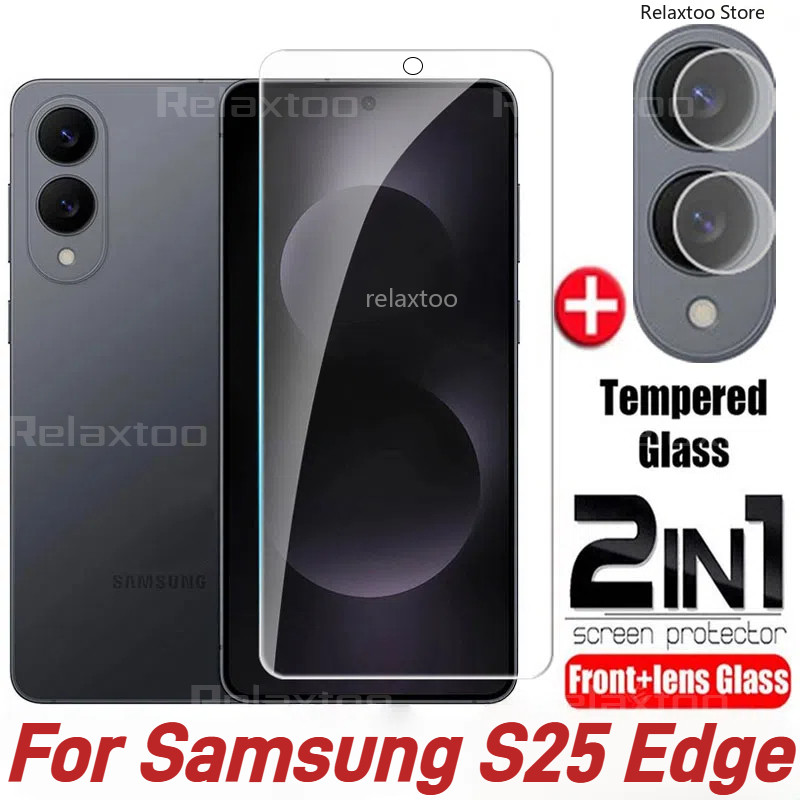 SAMSUNG 2in1 3Dโค้งกระจกนิรภัยสําหรับSamsung Galaxy S25 FE Edge Ultra Plus S25FE S25Edge S25Ultra S2