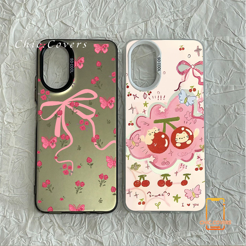 สำหรับ OPPO A18 A38 A15 A15s A60 A35 A17 A17K A79 5Gผีเสื้อสีชมพู OPPOA57(4G) A77 A77S(4G)