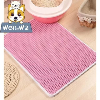 wen.W2 แผ่นรองทรายแมว EVA ป้องกันการกระเด็นและกระจาย แผ่นควบคุมทรายแมว ขนาดใหญ่ แผ่นรองสองชั้นระบายทราย