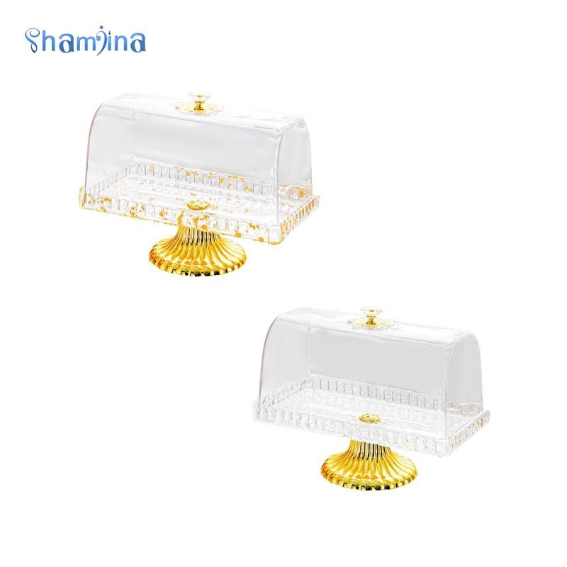 ชั้นวางเค้ก Shamjina พร้อมฝาปิด Pastry Display เสิร์ฟ Platter ถาดแสดงเค้กแท่น