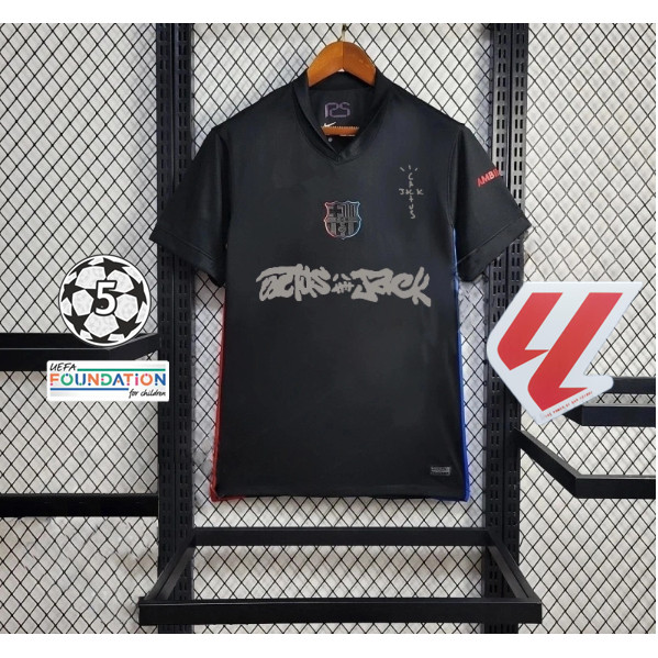 เสื้อทีมฟุตบอล FC Barcelona 2024/25 แบบนอกบ้าน MATCH X CACTUS JACK ไซส์ S-4XL พร้อมพิมพ์ชื่อตามต้องก
