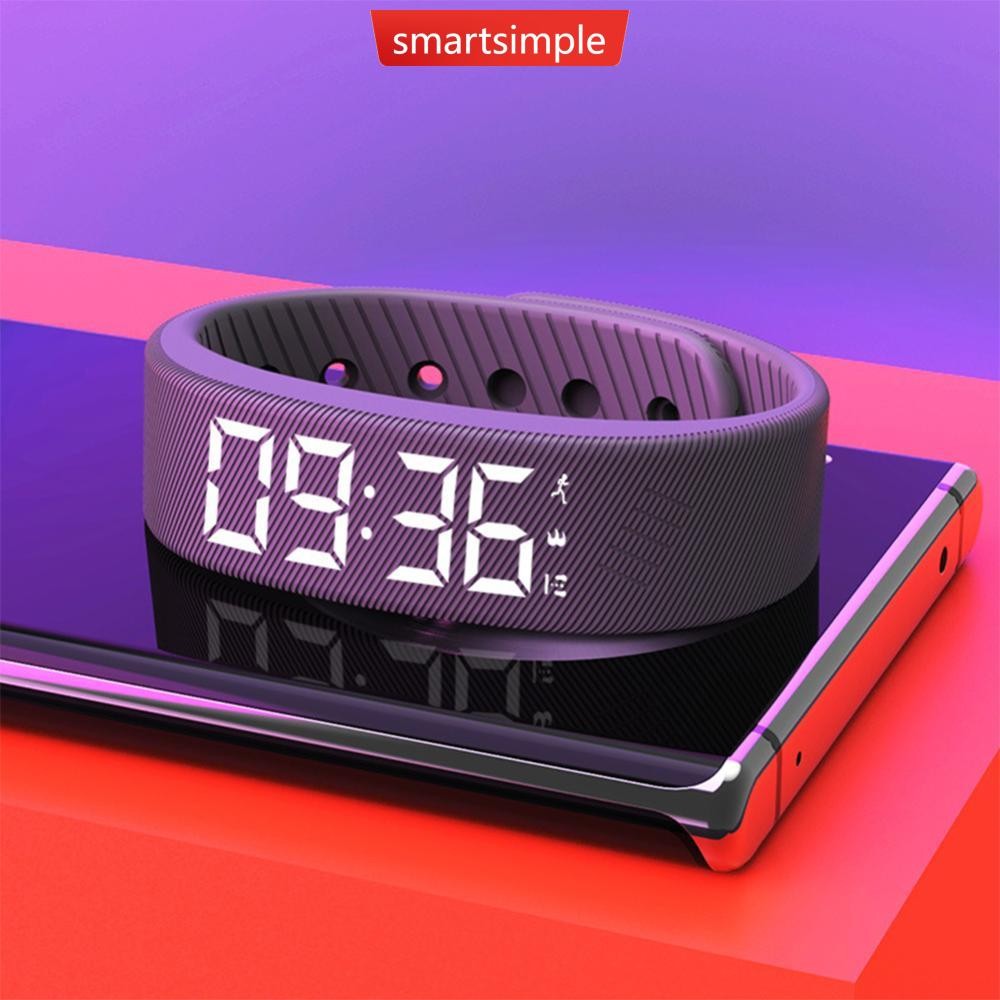 SMARTSIMPLE สร้อยข้อมือสมาร์ท LED ดิจิตอลกันน้ําสมาร์ทนาฬิกา Smartband วิ่ง Pedometer Monitor สมาร์ท Band การสั่นสะเทือนนาฬิกาปลุกเตือน F4O7