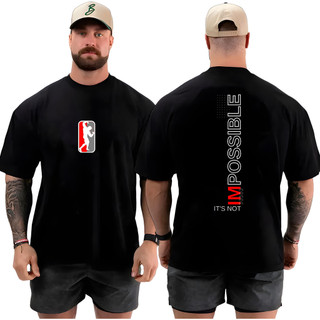 Camiseta Camisa Oversized Academia para Musculação Impossivel Grande Streetwear 100% Algodão
