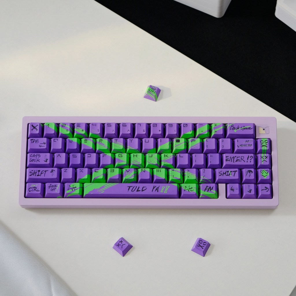 78Keys Objection To Nullification Keycaps สีสันสีม่วง Gree Keycap Cherry Profile PBT Dye Sublimation