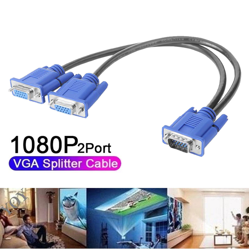 VGA Splitter Cable Dual VGA Monitor Y Cable VGA Splitter 1 in 2 out Adapter Cable for Screen Duplica