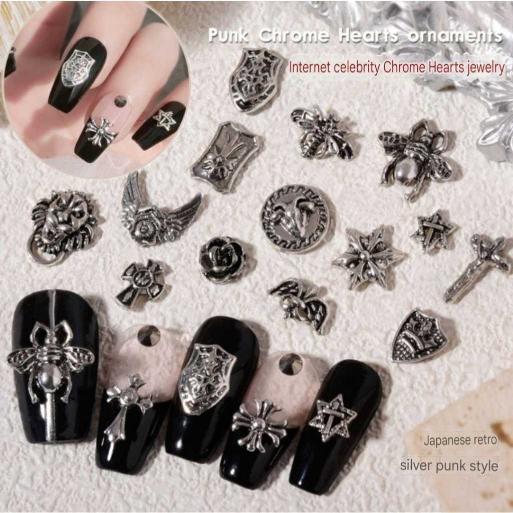 (JJ) Vintage Punk Retro Metal Alloy Y2k ตกแต่งเล็บ 36 รุ่น