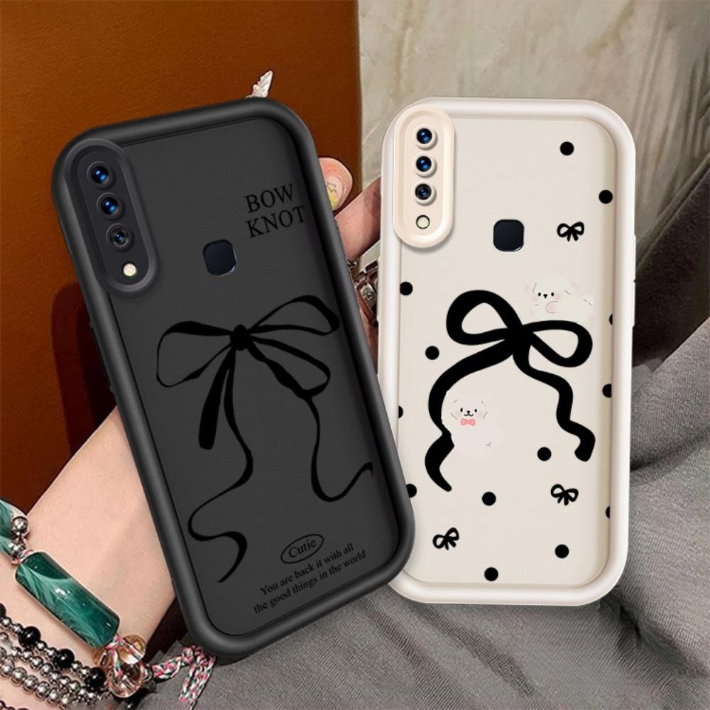 ปลอกสําหรับเข้ากันได้ VIIVO Y17 Y15 Y12 Y12i Y11 2019 Y19 สีดําโบว์ซิลิโคนฝาครอบกันกระแทก TPU กรณี