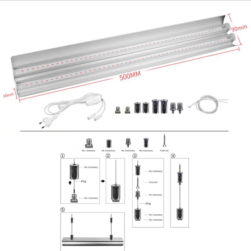 ไฟ LED Grow ไฟโคมไฟปลูกแบบบูรณาการแบบเต็มสเปกตรัม 20W 1.64ft thumbnail 9