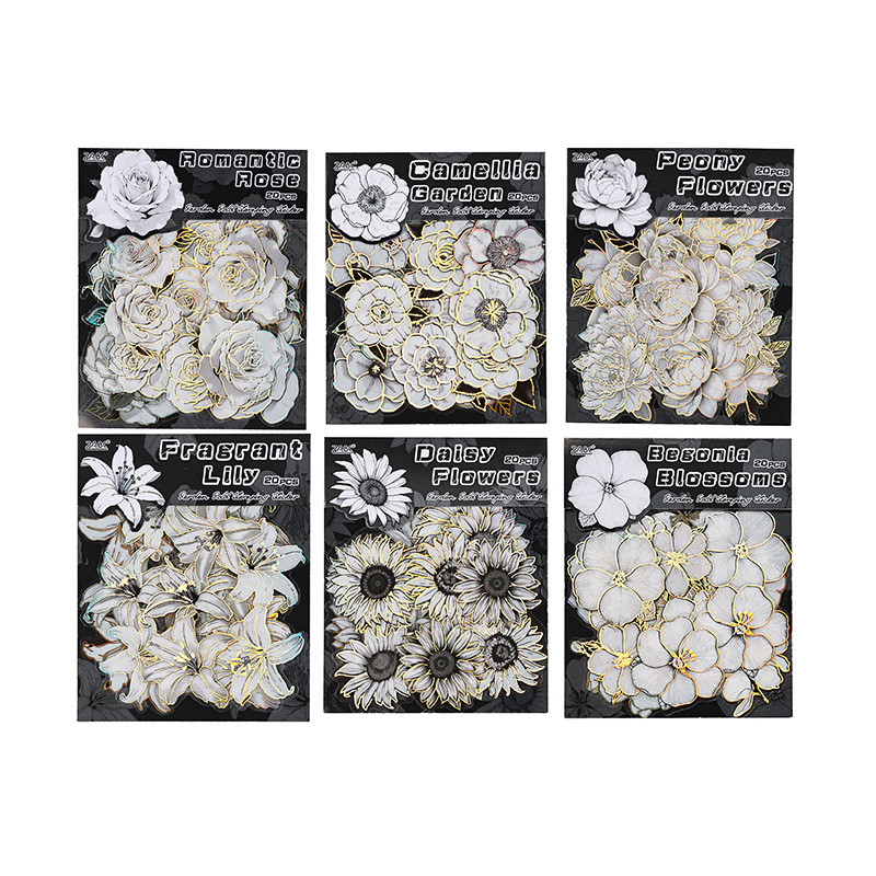 Journamm 20 ชิ้นดอกไม้ฟอยล์สีทองสติ๊กเกอร์ชุดสติกเกอร์สัตว์เลี้ยงแพ็คสําหรับกรอบรูปสมุดภาพวารสารไดอารี่สติกเกอร์ตกแต่ง ราคา ถูกที่สุด ดีลบีเคเค แกลเลอรีภาพที่ 5