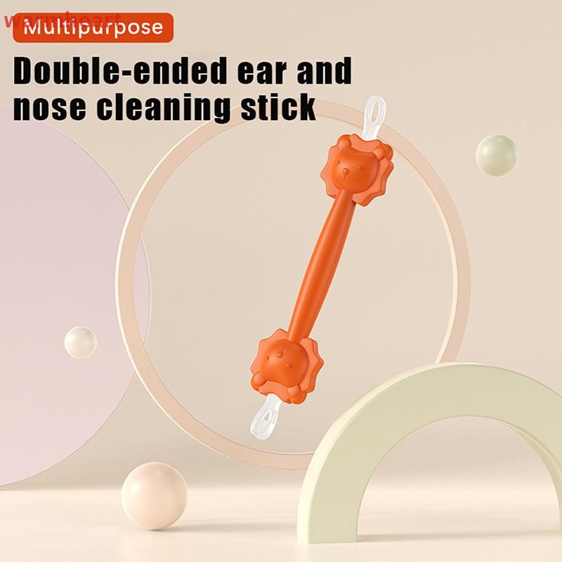 (หัวใจที่อบอุ่น) ทําความสะอาดเด็กช้อน Double-headed Soft Wax Curette ทําความสะอาดจมูกซิลิโคน Ear Wax Pickers
