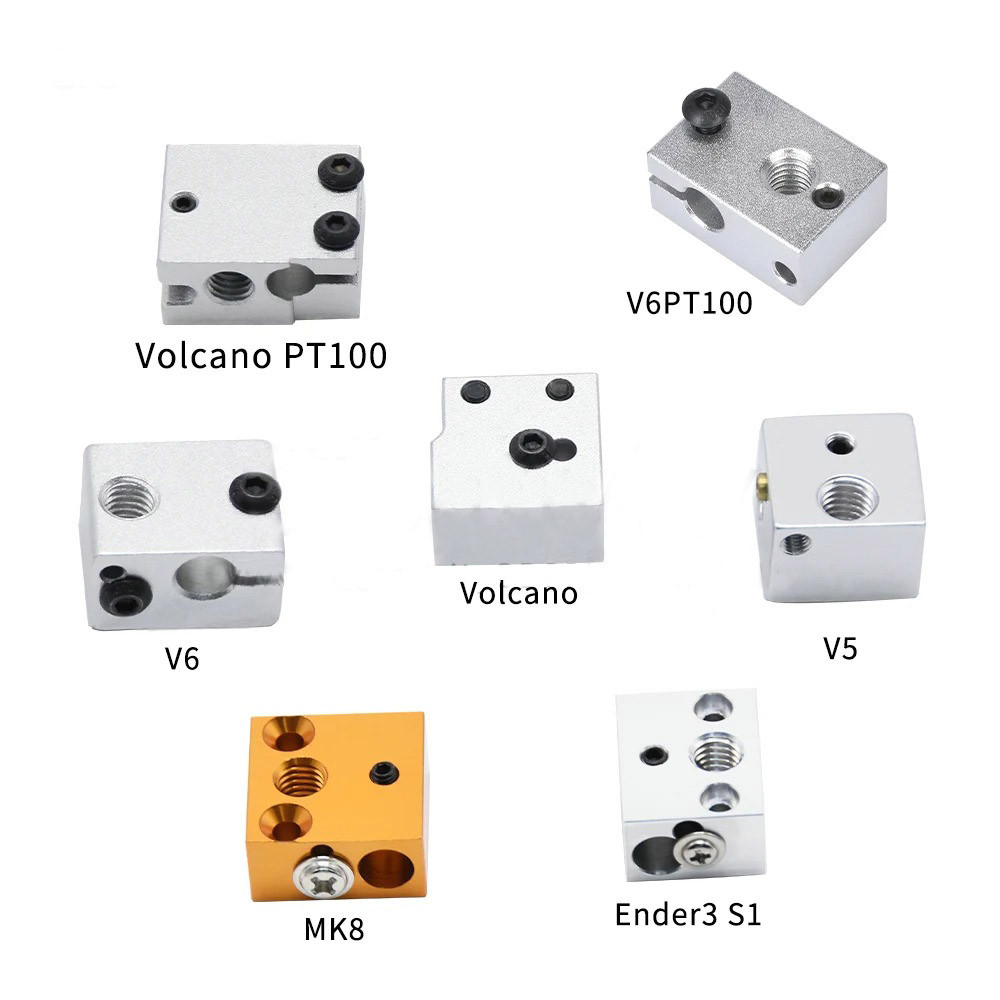 1pcs เครื่องทําความร้อนบล็อก V5 V6 Volcano PT100 MK8 เครื่องทําความร้อนสําหรับหัวพิมพ์ Extruder J-he
