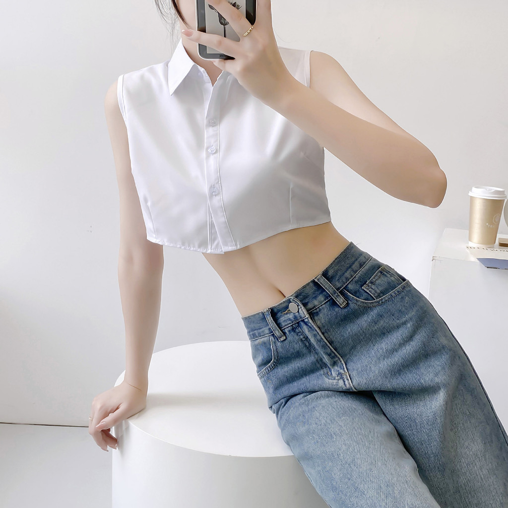 ใส่ธุรกิจสไตล์เกาหลีปกปลอมชุดทุกการแข่งขันเสื้อกันหนาวตกแต่งปกเสื้อกั๊กฐานเสื้อ - รูปที่ 3