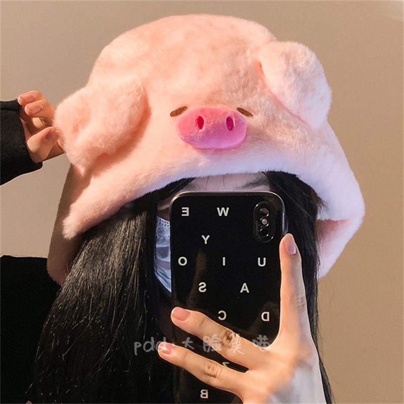 น่ารักตุ๊กตาหมูหมวกฤดูหนาวการ์ตูนที่มีลักษณะสูงระดับใหม่ทุกการแข่งขันใบหน้าขนาดเล็กอบอุ่นฤดูหนาวป้องกันหูหมวก