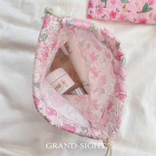 🔥พร้อมส่ง🔥 ถุงหูรูดลายตาราง ถุงหูรูดลายหมี น่ารัก มีให้เลืกหลายสี กระเป๋าผ้าหูรูด