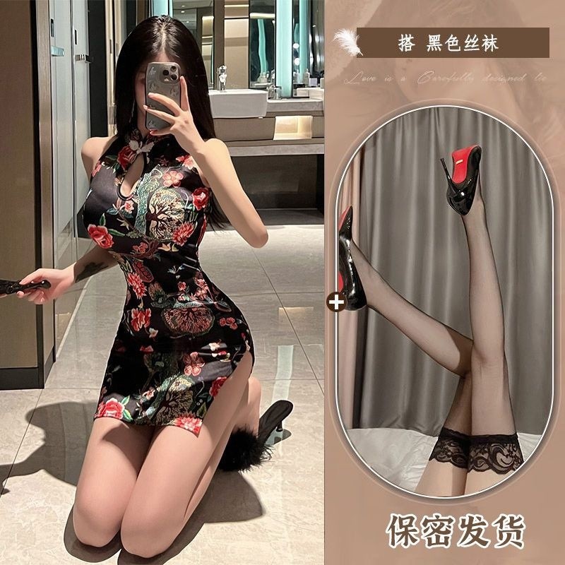 ปรับปรุง Retro พิมพ์ Slit เซ็กซี่แขนกุด Slit Cheongsam ไนท์คลับ Skinny Temptation ชุด Nightdress ผู้หญิง - รูปที่ 6