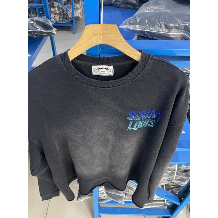 SSSA1NT L0UIS เสื้อสเวตเตอร์แขนยาวคอกลม rhinestone สําหรับทั้งชายและหญิง