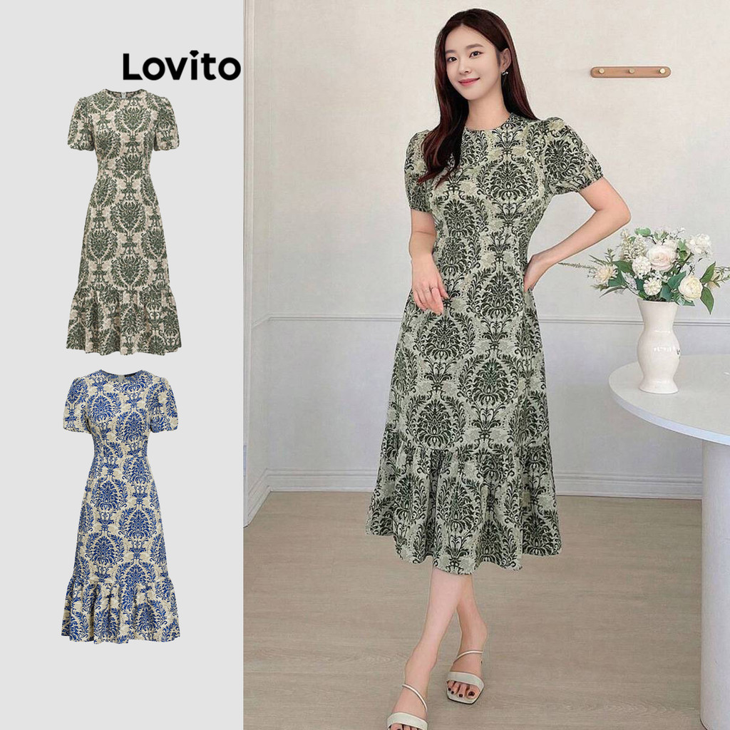 Lovito เดรสผู้หญิง พิมพ์ลายชนเผ่า สไตล์โบโฮ L91AD180(หลากสี)