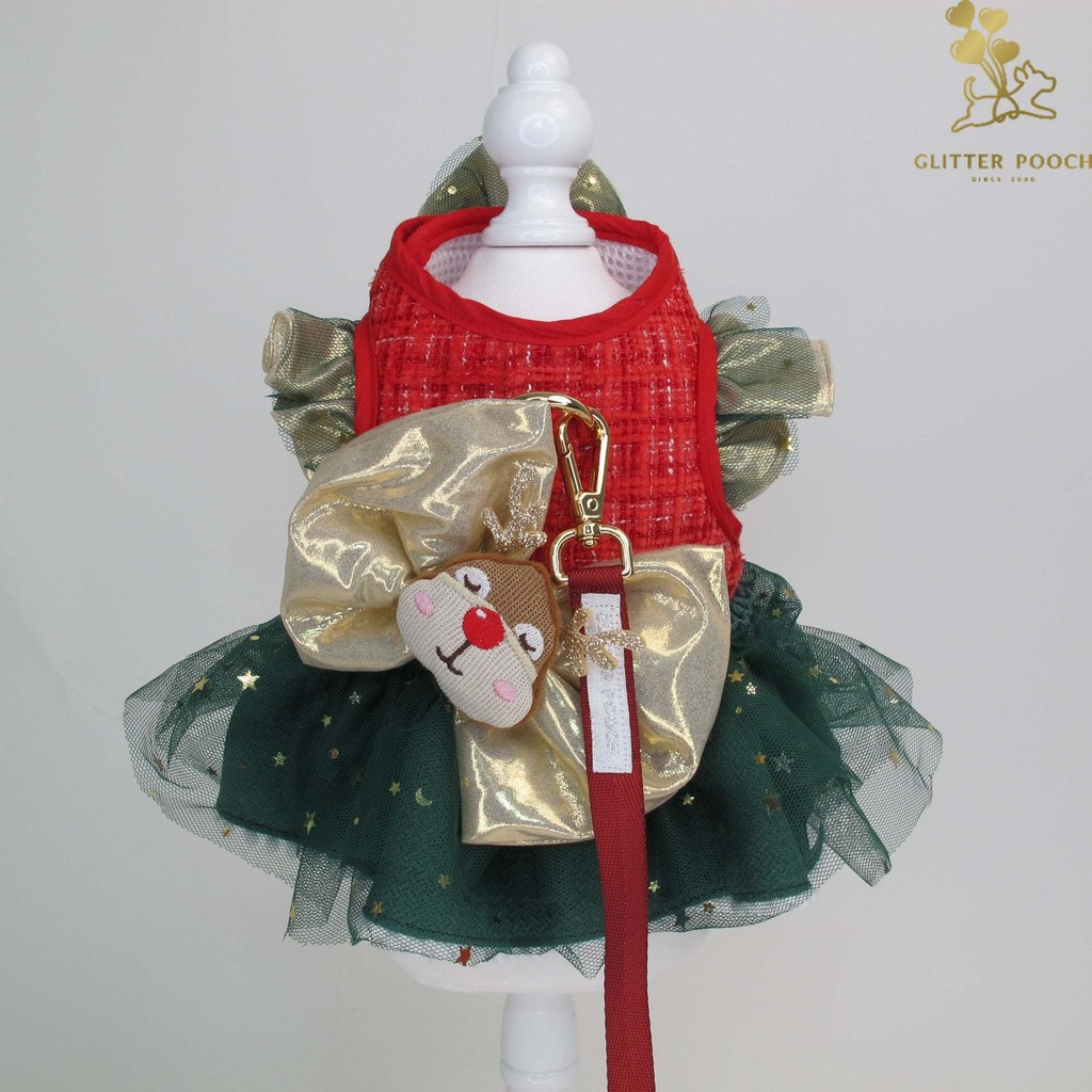 Glitter Pooch Harness ชุดรัดอก สายจูง เสื้อผ้า สุนัข, หมา, แมว, สัตว์เลี้ยง พร้อม สายจูง รุ่น Santy Baby Queen