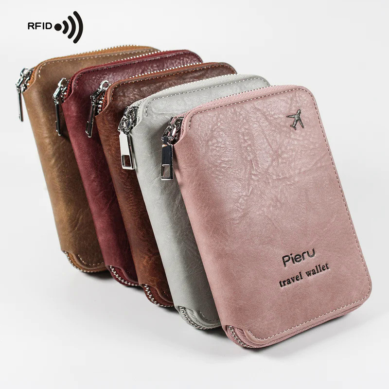 Travel Bag Wallet Passport Supplies Holder Rfid Passport Wallet Zipper High Quality Leather Wallet M