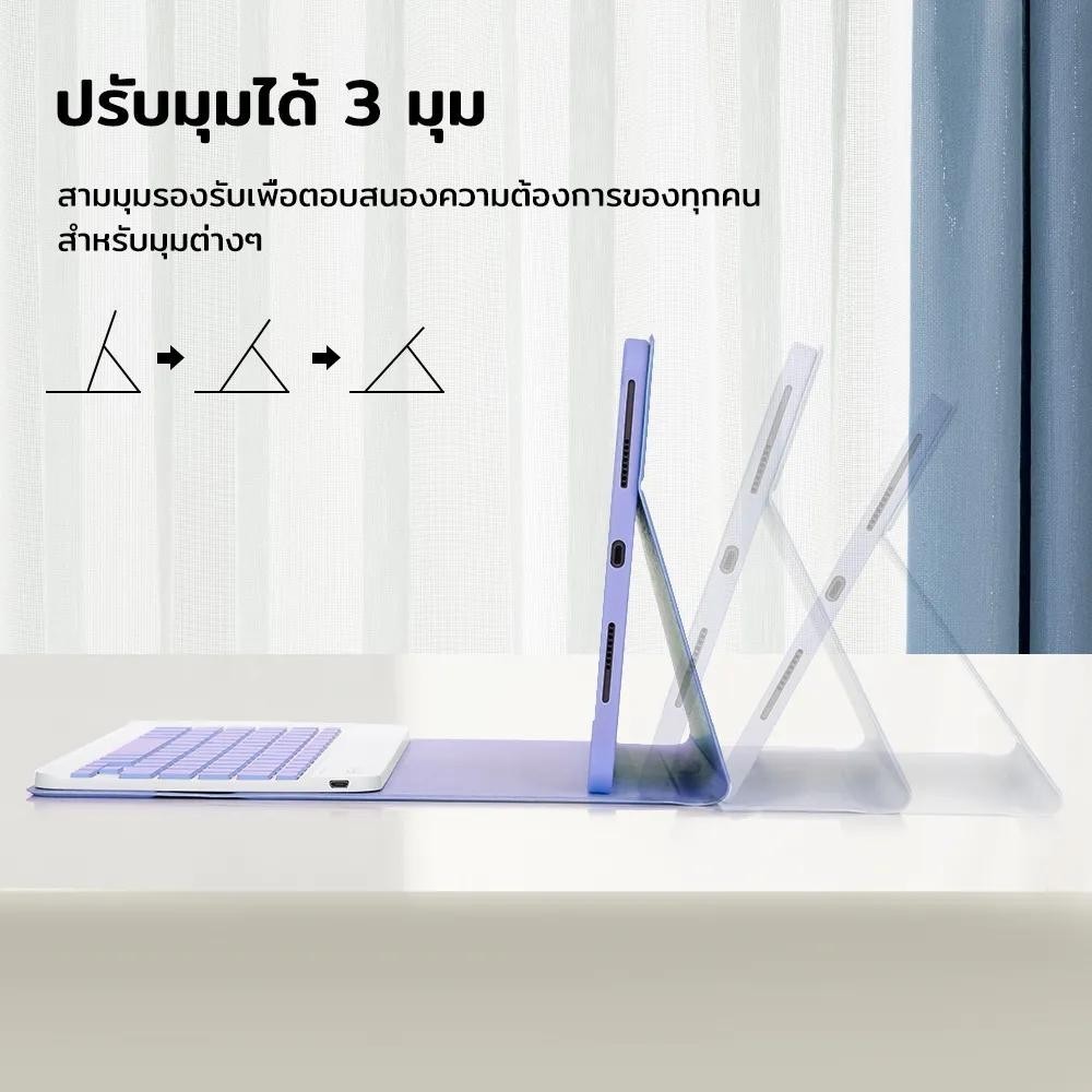 3in1 คีย์บอร์ดภาษาไทย+เคส+เมาส์ไร้สาย Air4 Air5 9.7 2018 Air1 /2 iPad 10.2 gen7 gen8 gen9/ 10.9 Air3 Pro10.5