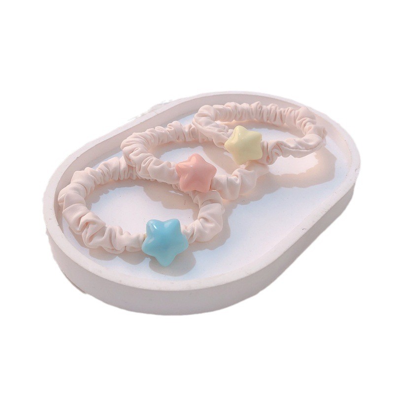 น่ารักดาวขัด แหวนผมเชือกผมผู้ใหญ่สาวหัวใจดาวห้าแฉกหัวเชือกยืดหยุ่นสูงยางรัดผมหางม้าอุปกรณ์ผม - รูปที่ 3