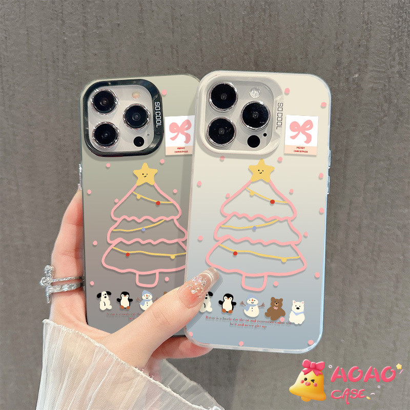 เคสไอโฟน 16 11 สำหรับ iPhone 15 16 13 11 12 14 Pro Max 16 7 8 15 14 Plus XR X XS Max SE 2020 ต้นคริสต์มาสการ์ตูนหวาน