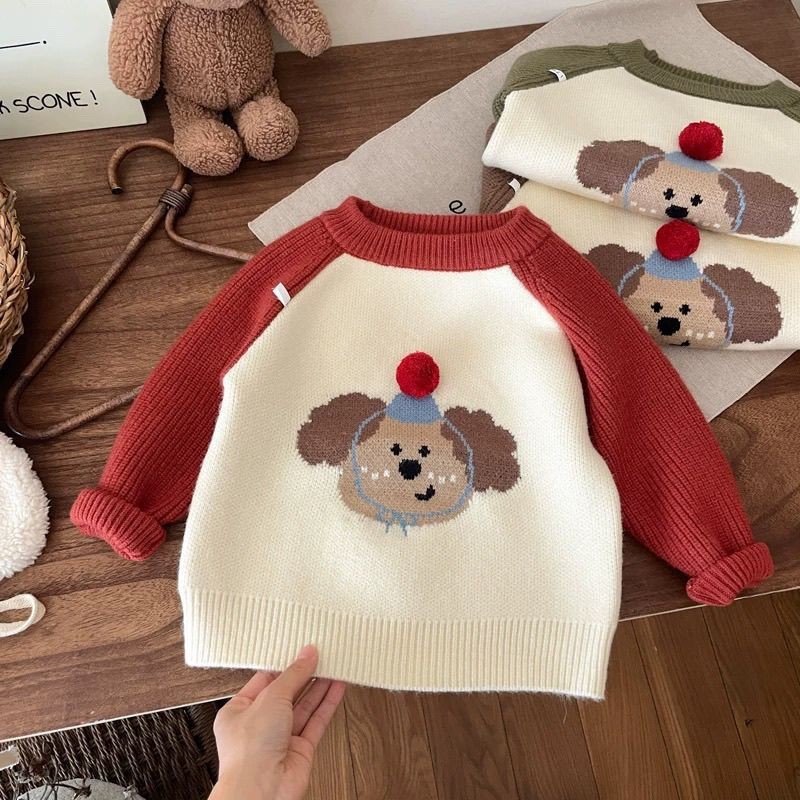 เด็กเสื้อกันหนาวสาวการ์ตูนฤดูใบไม้ร่วงฤดูหนาวแฟชั่นน่ารักหนาด้านบนสไตล์ใหม่สาวเด็กถัก จุดต่ําสุด