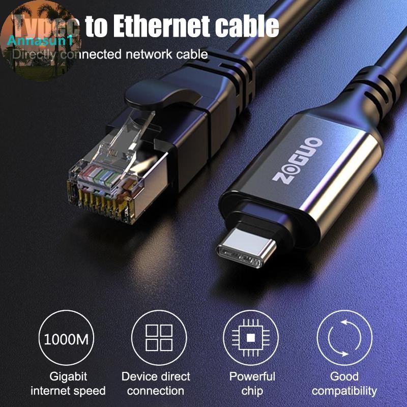 Annasun USB Type C ถึง RJ45 คอนโซลสาย 1000 M โทรศัพท์อะแดปเตอร์เครือข่ายแบบมีสายสําหรับ IPhone Ipad Samsung Huawei Xiaomi แล็ปท็อปแท็บเล็ต Converter TH
