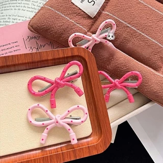 COD-ในไทย💖กิ๊บหนีบผมประดับโบว์ ลายจุด สีชมพู น่ารักหวาน Insสไตล์เกาหลี นักเรียนสำหรับผู้หญิง -Kri