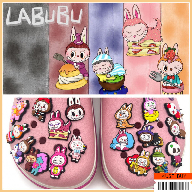 Labubu ของขวัญสุดพิเศษ | ตัวติดรองเท้าแตะและรองเท้าหลุม | อุปกรณ์ตกแต่งรองเท้าสุดน่ารัก (ไม่สามารถซื้อแยกได้)