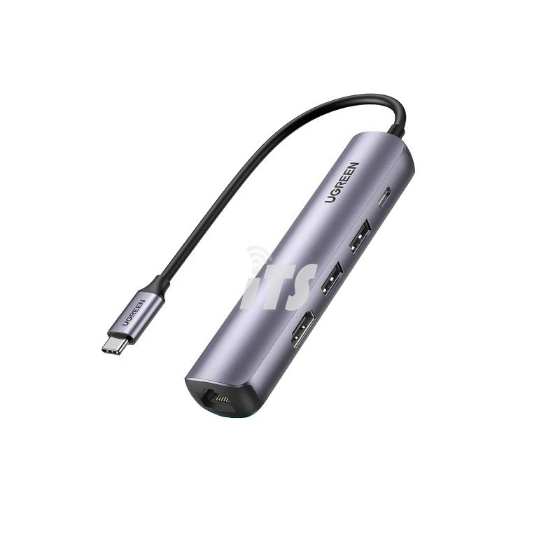 UGREEN CM418-10919 อะแดปเตอร์มัลติฟังก์ชั่น USB-C 5 in 1 - 2*USB-A 3.0+HDMI 4K@60Hz