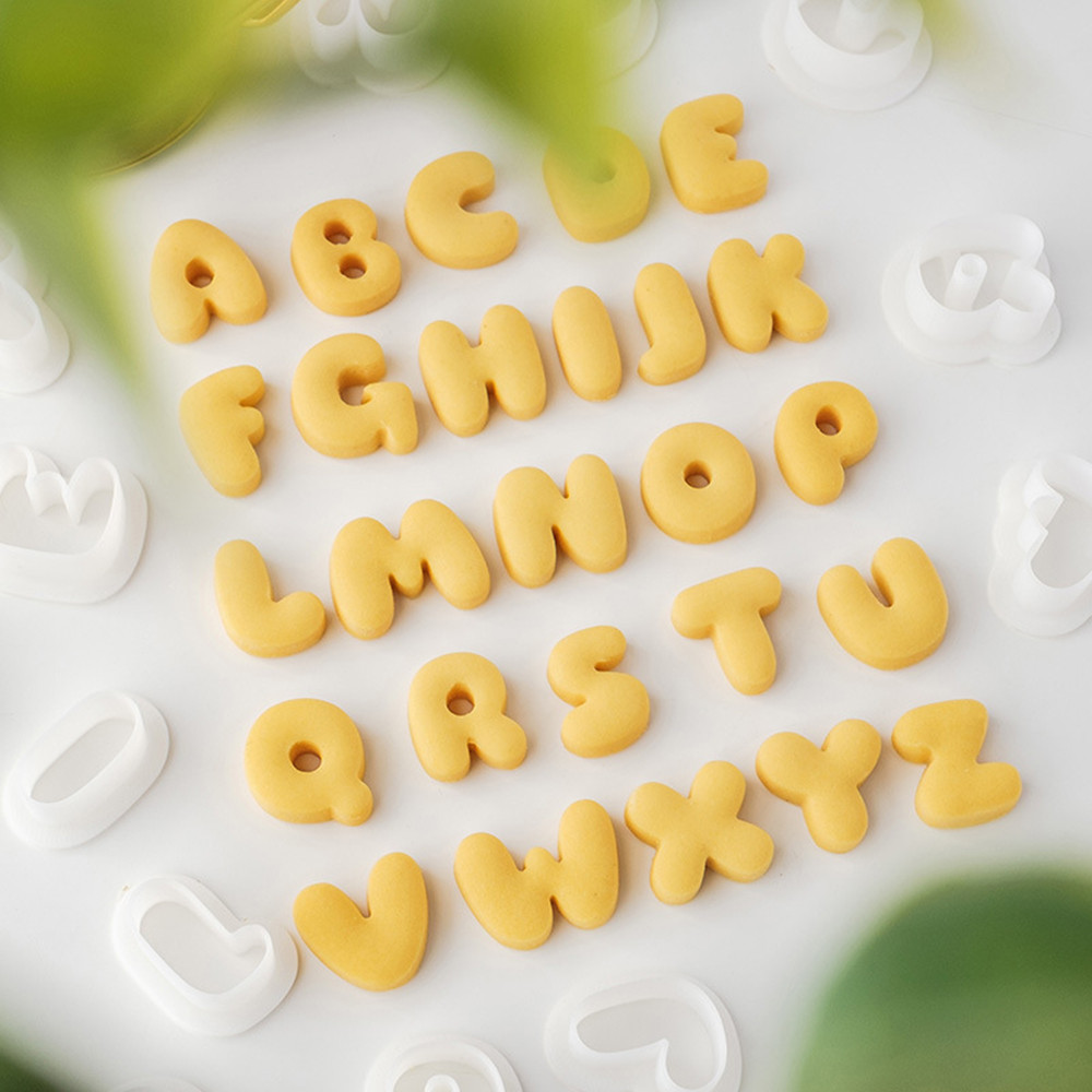 26 ชิ้น Mini Letter ชุดคุกกี้แม่พิมพ์คุกกี้ 3D เค้ก Fondant ตัดแม่พิมพ์ DIY ครัวเบเกอรี่เครื่องมือ