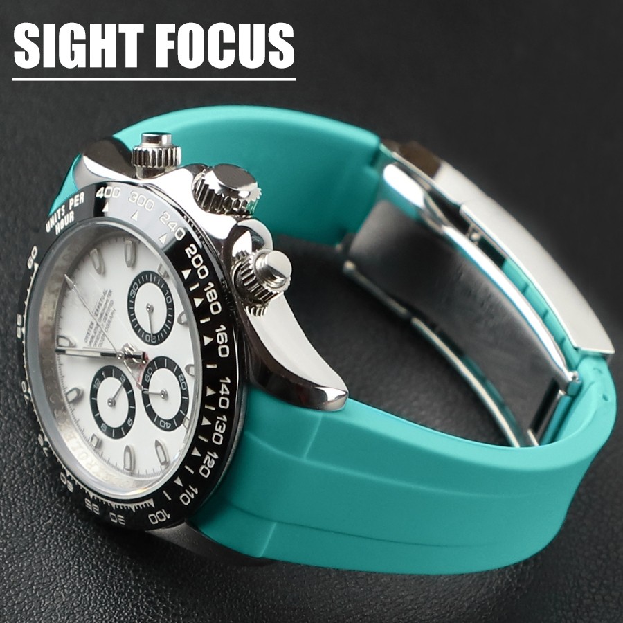 20 มม.ปลายโค้งสายนาฬิกายางสําหรับ Rolex Daytona Submariner Band GMT Master II 2 Explorer II Milgauss